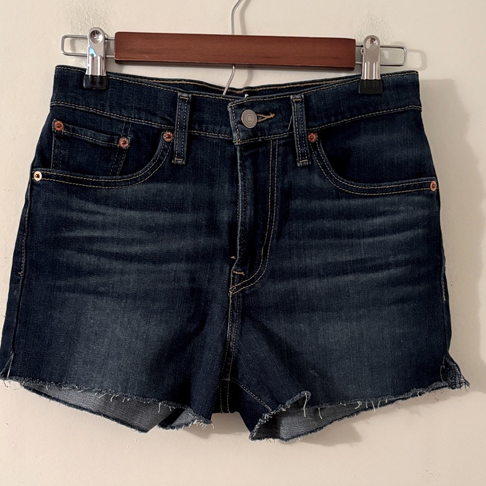 Levi Strauss High Rise Frayed Hem Shorts Size 27